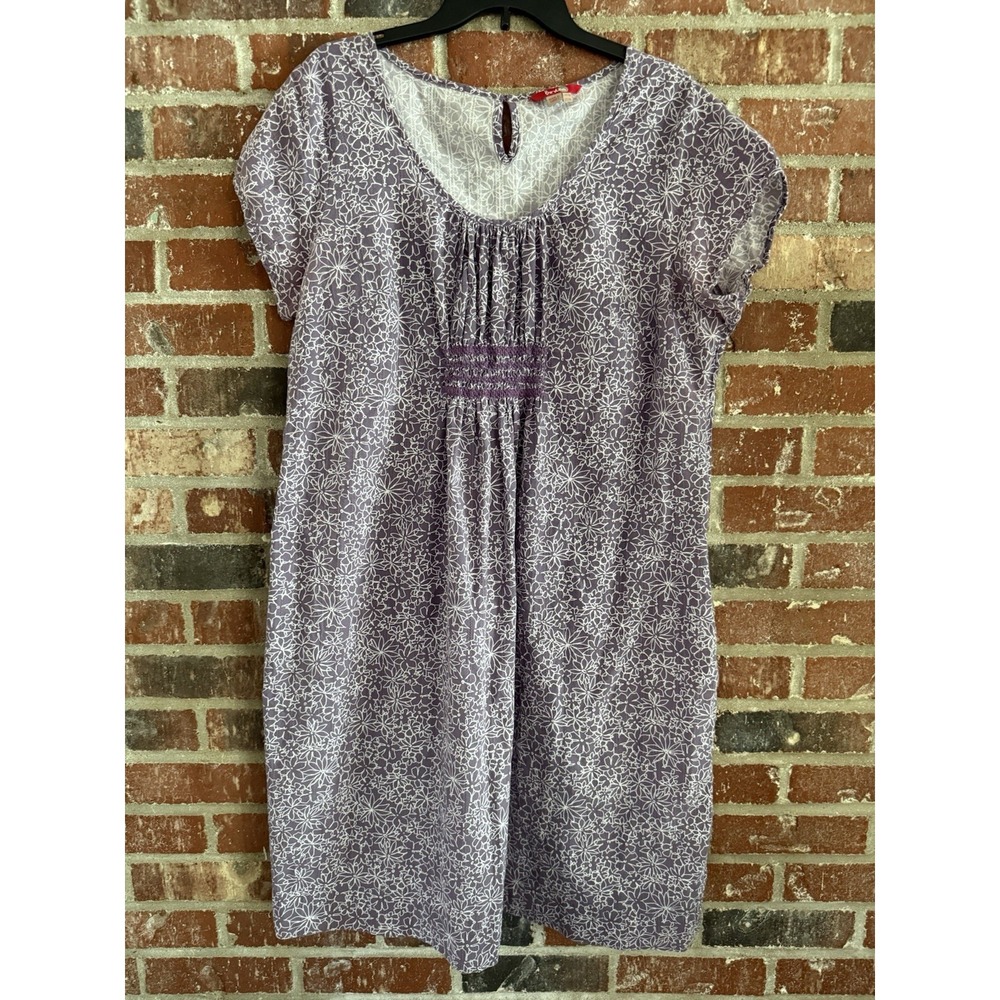 Boden Purple & White Floral Short Sleeved Cotton Dress Size 16